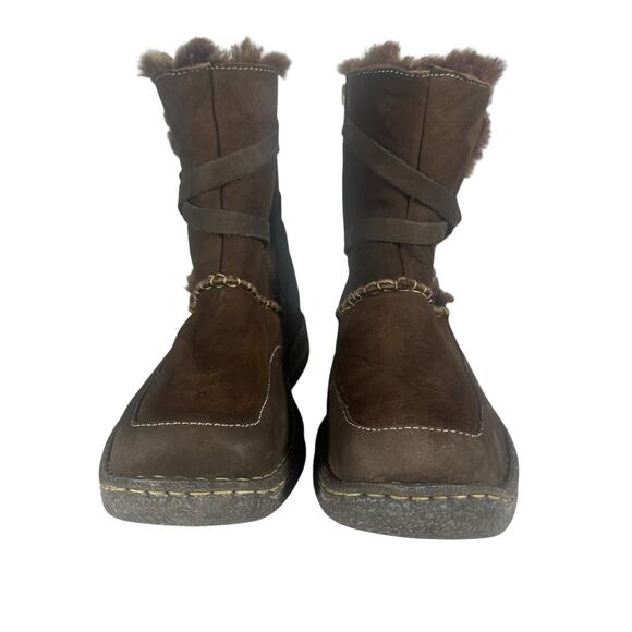 Cabela’s Brown Suede Shearling Boots Sz 10 Women’s Fur Lined Winter Ankle Boots - Picture 2 of 11